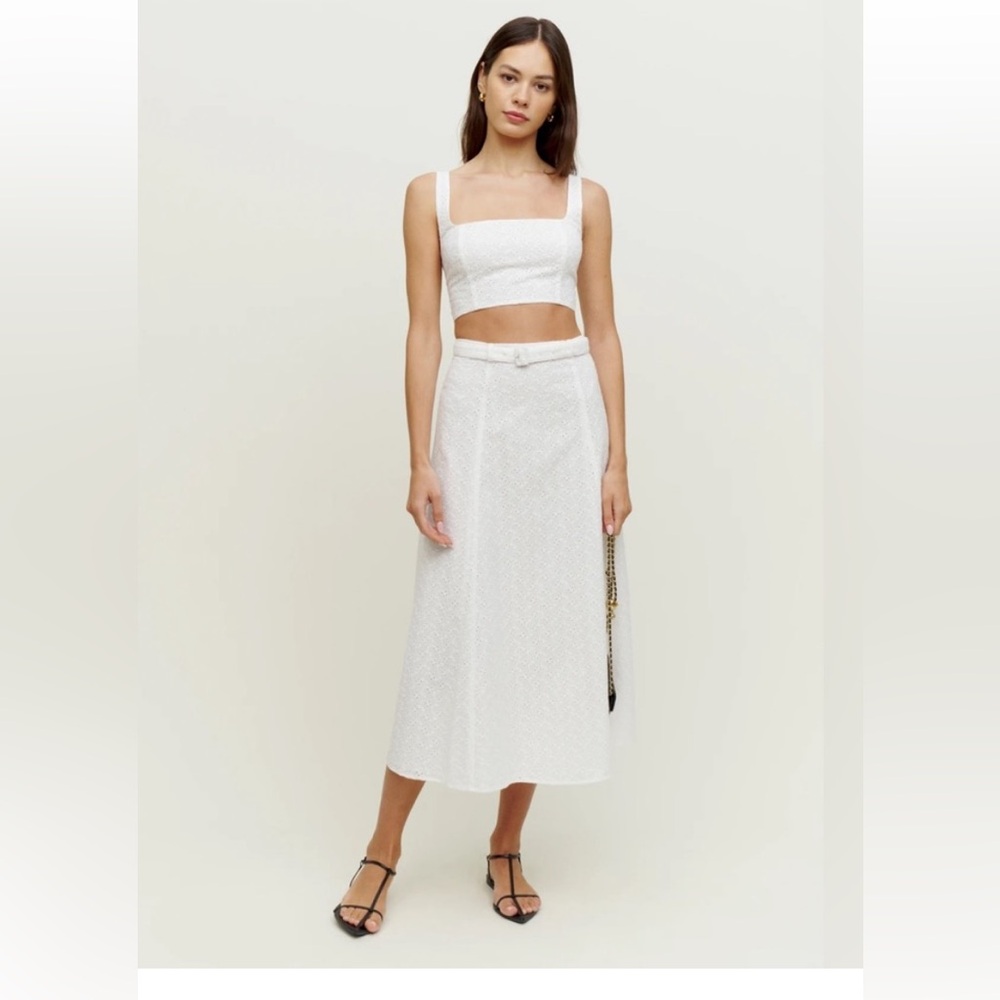 Reformation Cole Two Piece in White Eyelet | size 4 | worn once